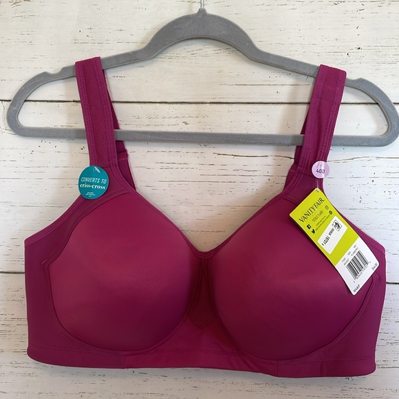 Vanity Fair Moisture Wicking Breathable Sports Bra in Fuchsia, Size 40D, NWT - Picture 1 of 13